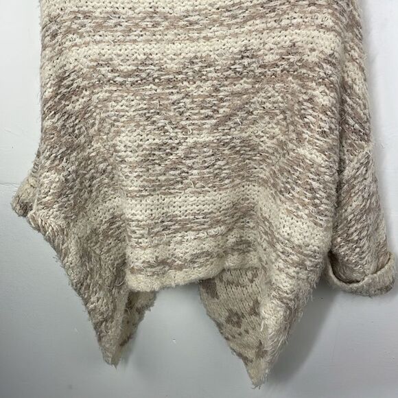 Sleeping On Snow Sweater Womens Beige Cardigan Open Asymmetrical Flowy XS - Picture 9 of 14